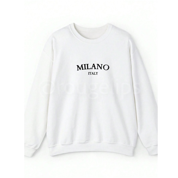 White Sweatshirt Milano Italy Text Letter Graphic Print - Picture 5 of 7